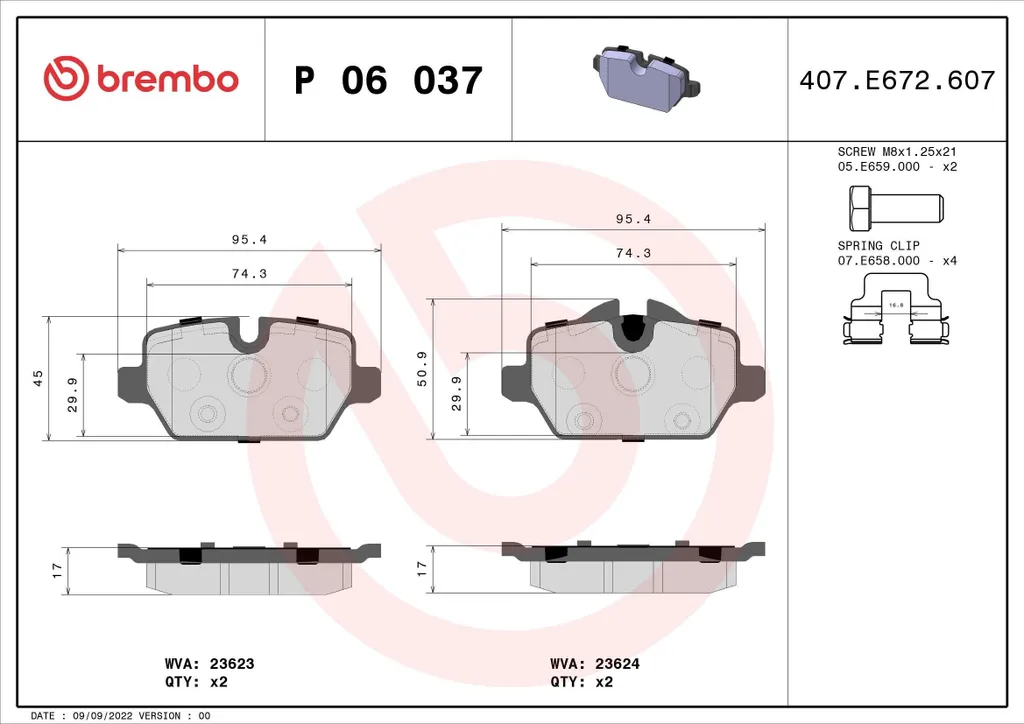 Plaquettes de frein BMW Série 1 et 3 E87 E90 Brembo pour conduite sûre