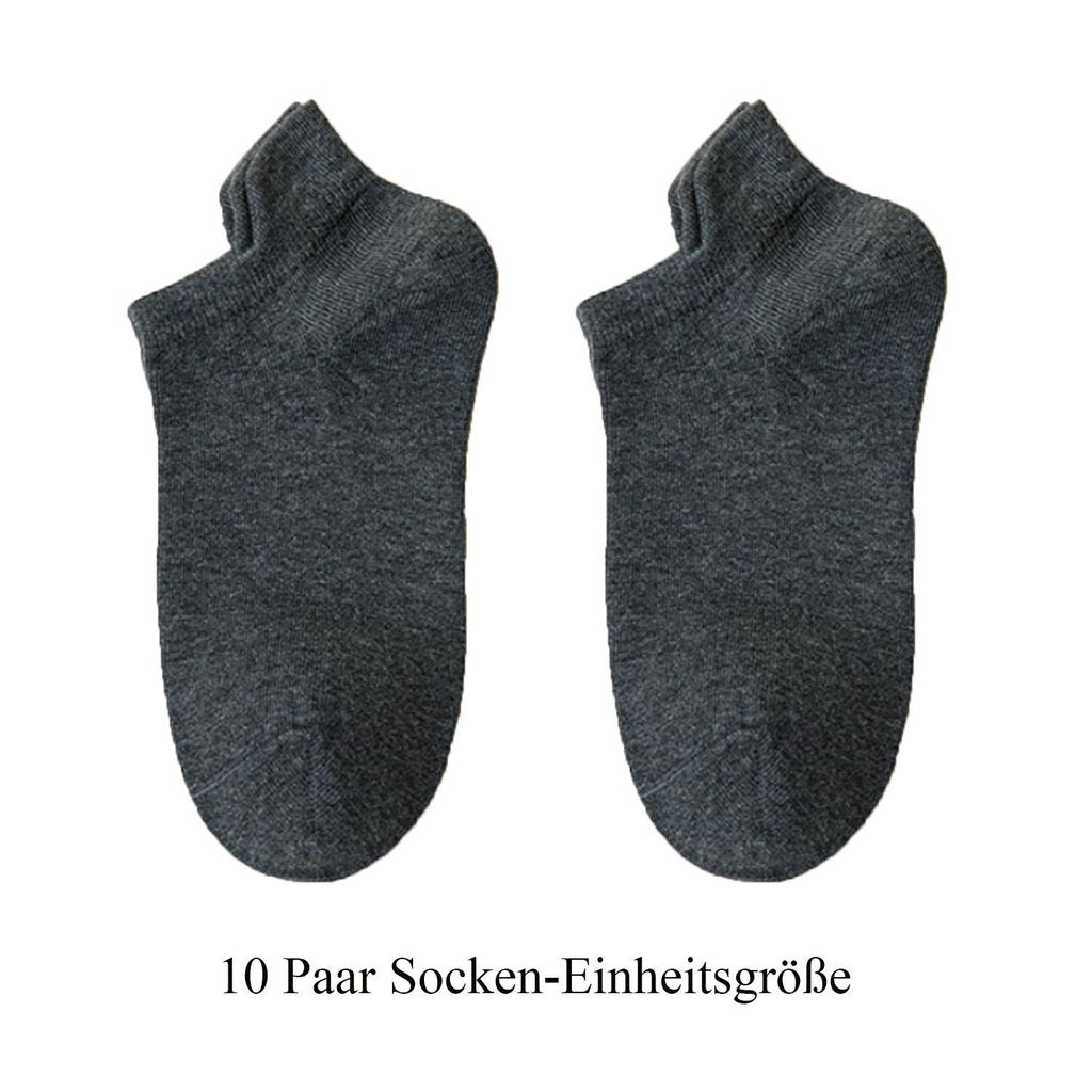 10 Paar Sneaker Socken Kurze Halbsocken Atmungsaktiv Baumwolle Sportsocken, Dunkelgrau