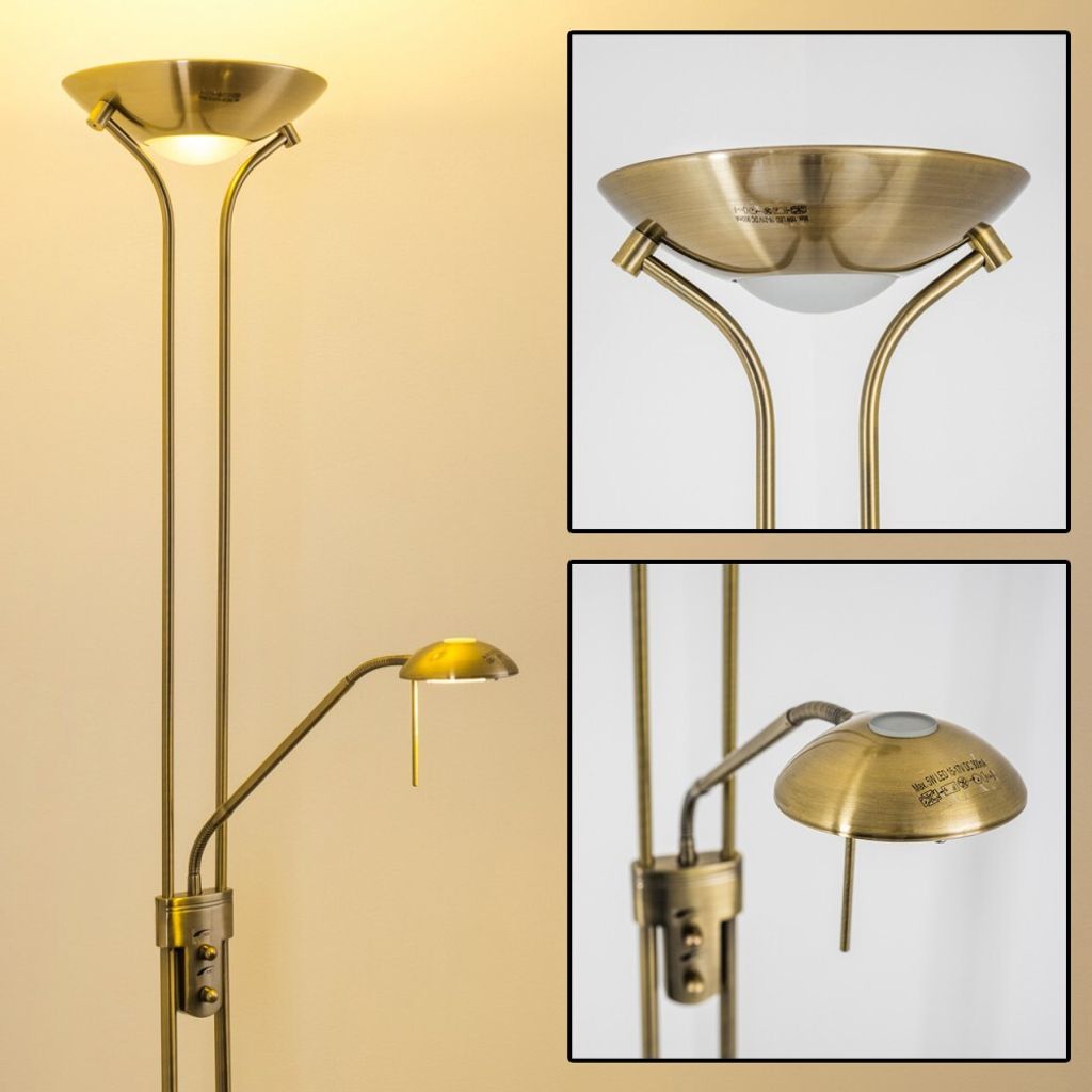 Roppa »Roppa« dimmbare Stehleuchte aus Metall in Altmessing Produktbild 