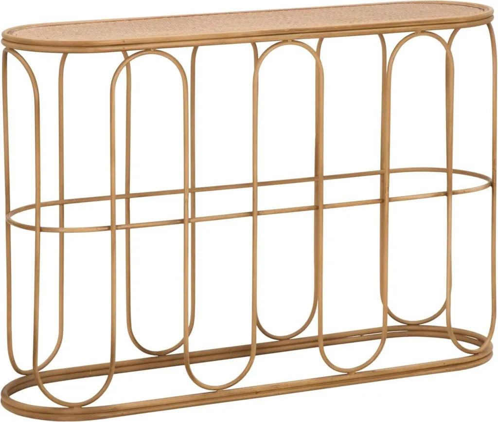 Table console de salon style bohème en rotin Samui pour déco intérieure
