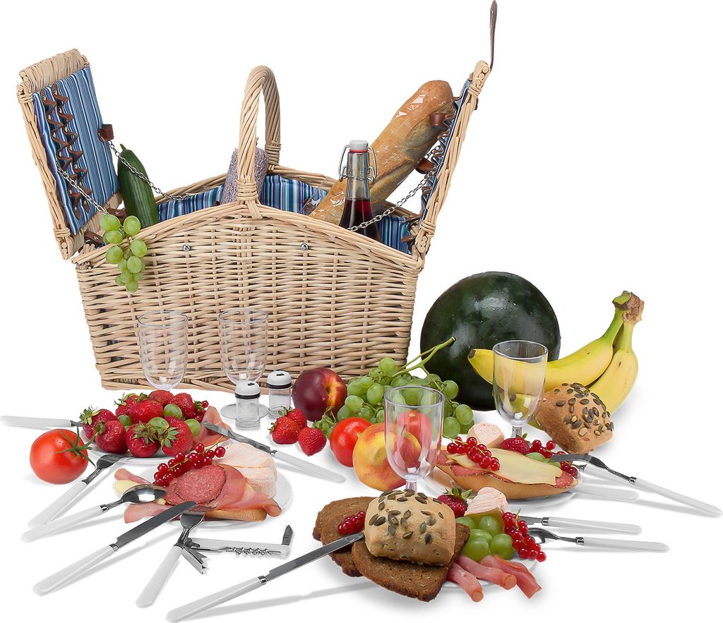 Picknickkorb geflochtene Weide 4 Pers + Zubehör 23 tlg. √ Produktbild 5