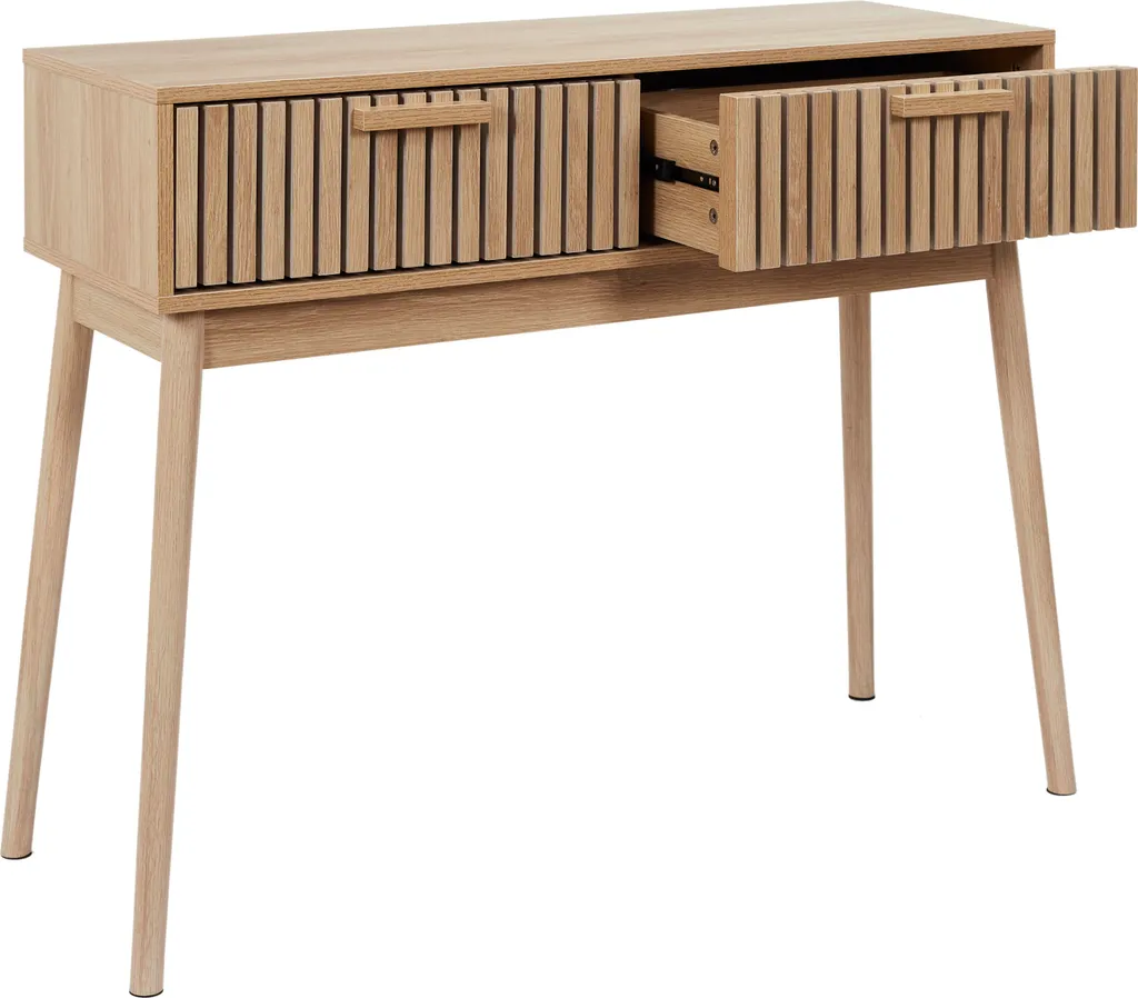 Console Klaus 2 tiroirs en bois noir pour entrée chic