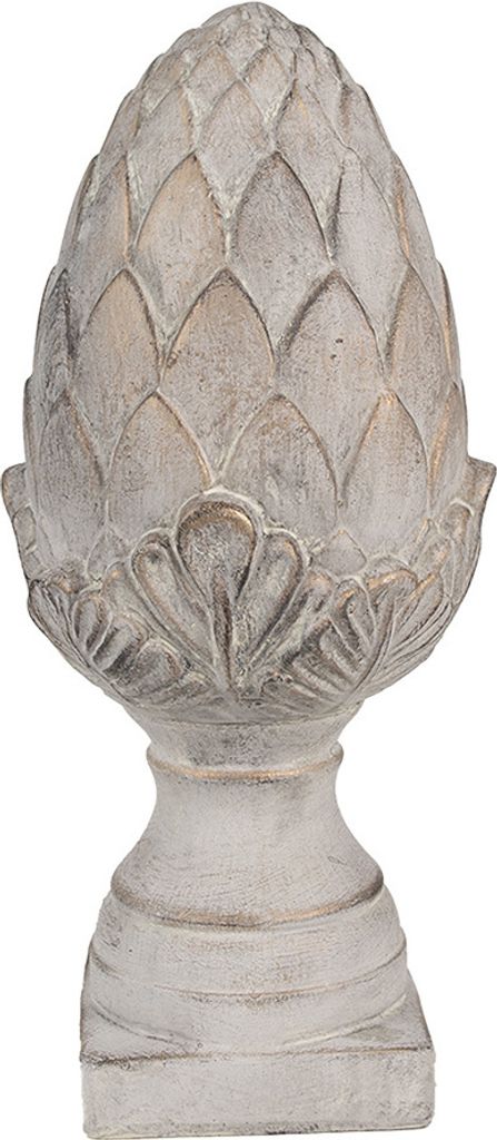 A decorative artichoke figurine on a white background.