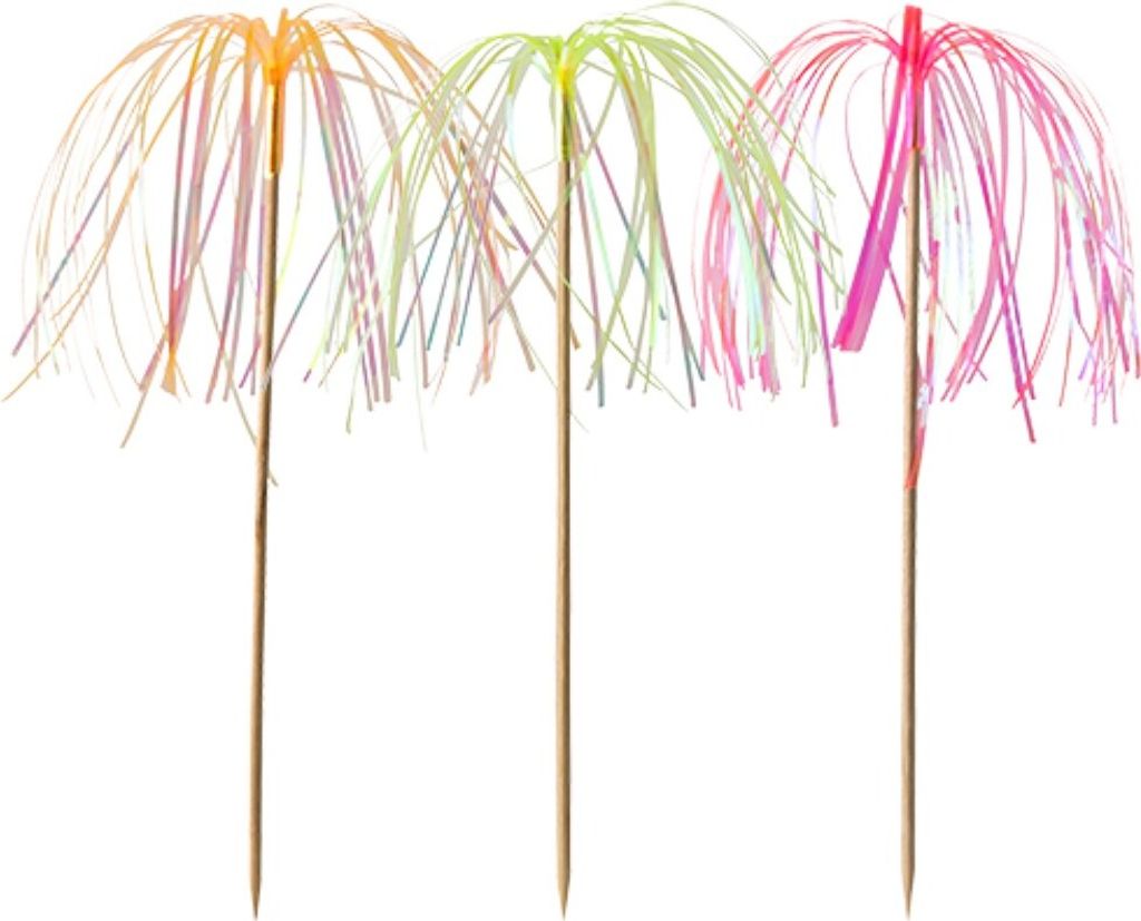 Papstar Deko Picker Feuerwerk neon 3farbig Höhe 15cm 100 Stück