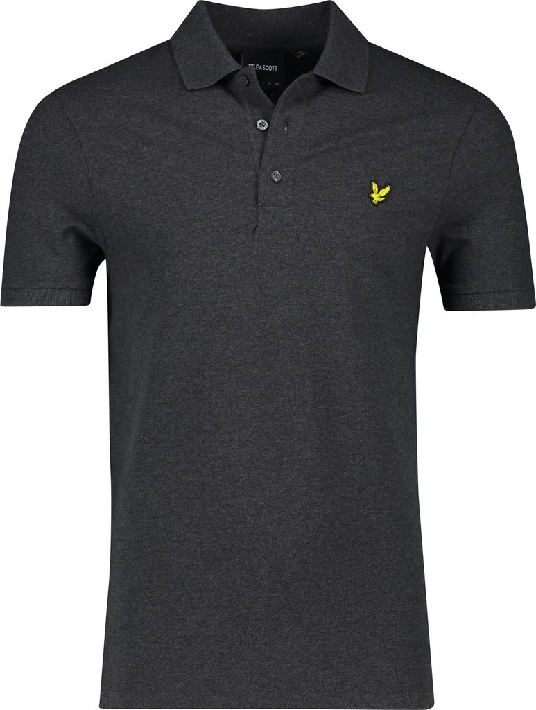 Lyle & Scott Polo grau melierte Baumwolle mit Logo