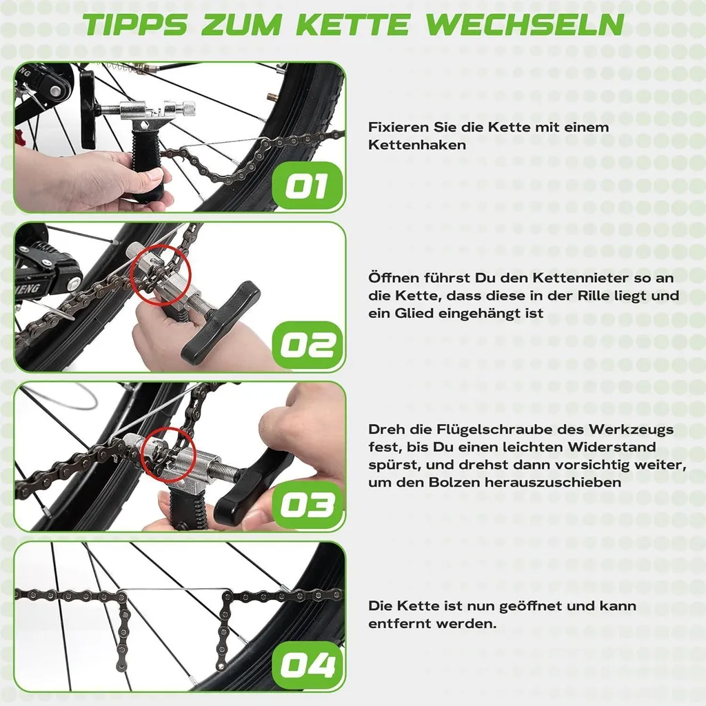 Set de maintenance chaîne de vélo avec pince à maillon et rivet 2.0