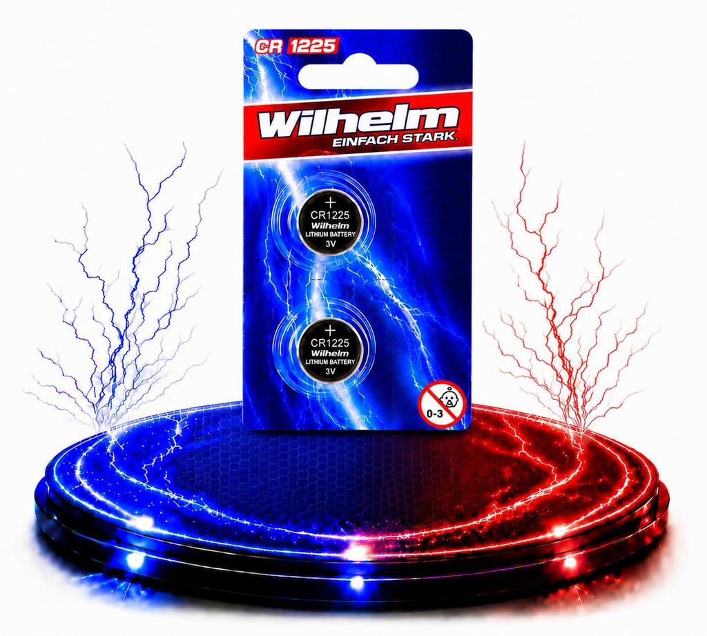 2 x CR1225 WILHELM Lithium Knopfzelle 3V 52 mAh ø12 x 2,5 Produktbild 