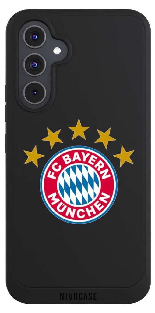NIVOCASE Handyhülle für Samsung Galaxy A54 5G Hülle NIVOpure Case Schwarz FC Bayern München FCB Sterne