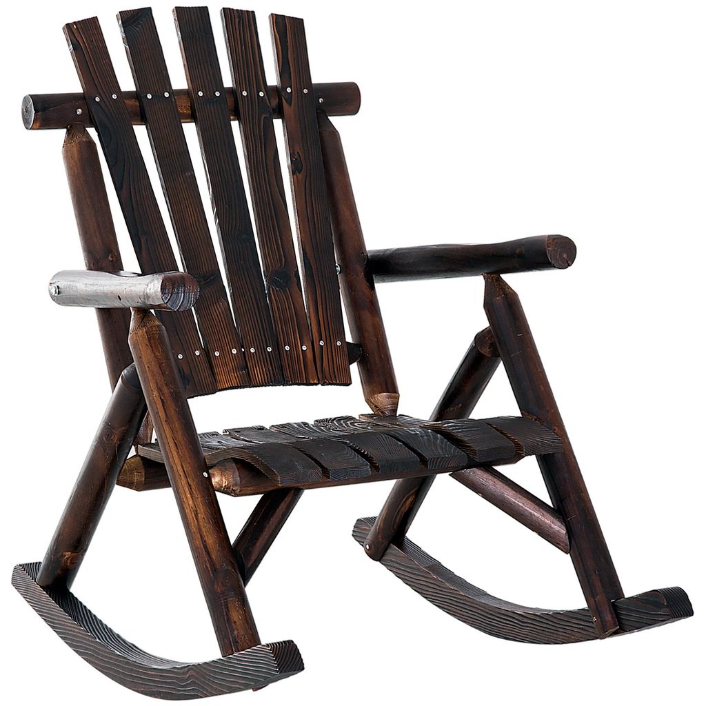 Schaukelstuhl mit Armlehne. Wetterfest. Massivholz Verkohlt. 97 x 69 x 93cm
