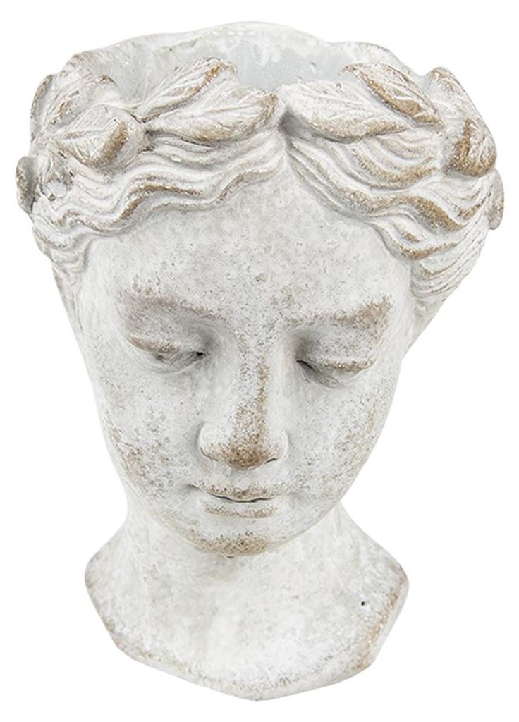 Vaso da fiori Clayre & Eef Testa 11x17 cm Pietra grigia Immagine del prodotto 