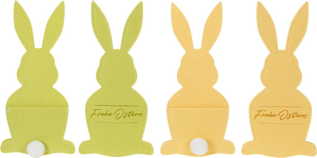 Hasenförmige Bestecktaschen für festliche Ostertischdekoration, 4 Stück