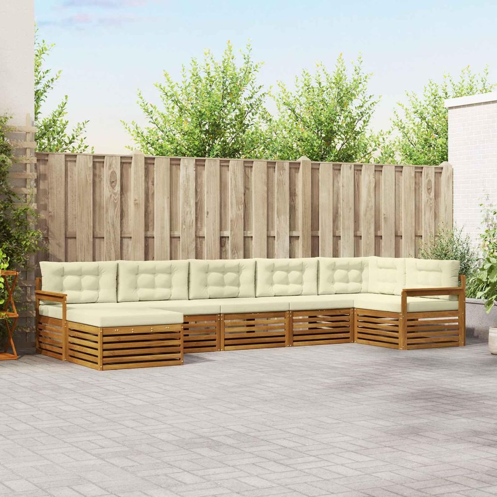"Neues Produkt" Sofagarnituren - CLORIS - Terrassen-Sofa - 7 pcs - Natur und Creme Massivholz Akazie - Modern Gartensofas V1464