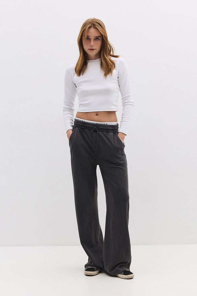 Weit geschnittene Jogginghose mit elastischem Bund, Anthracite, M