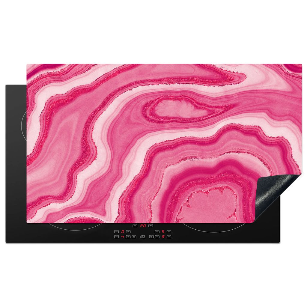 KitchenYeah Herdabdeckplatte Rosa - Geode - Achatstein - Edelsteine , 91x52cm, Küche Deko, Glaskeramikkochfeld Herdabdeckung, Abdeckplatte fùr ...