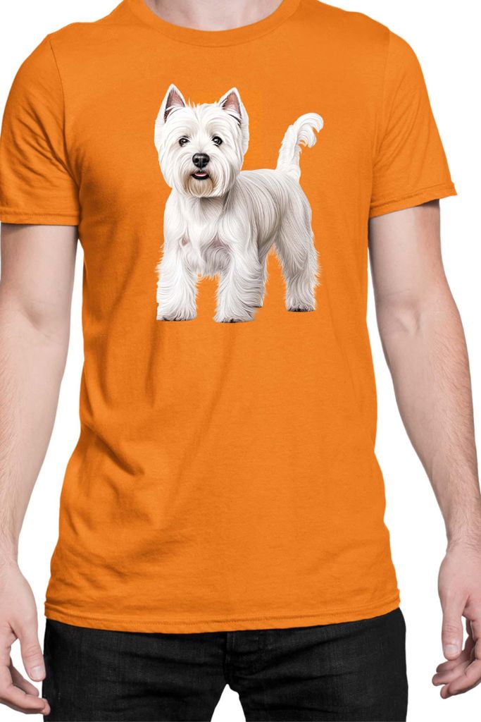 Herren T-Shirt Dogs Breeds West Highland White Terrier Dog Breed 005, Man 3XL / Orange