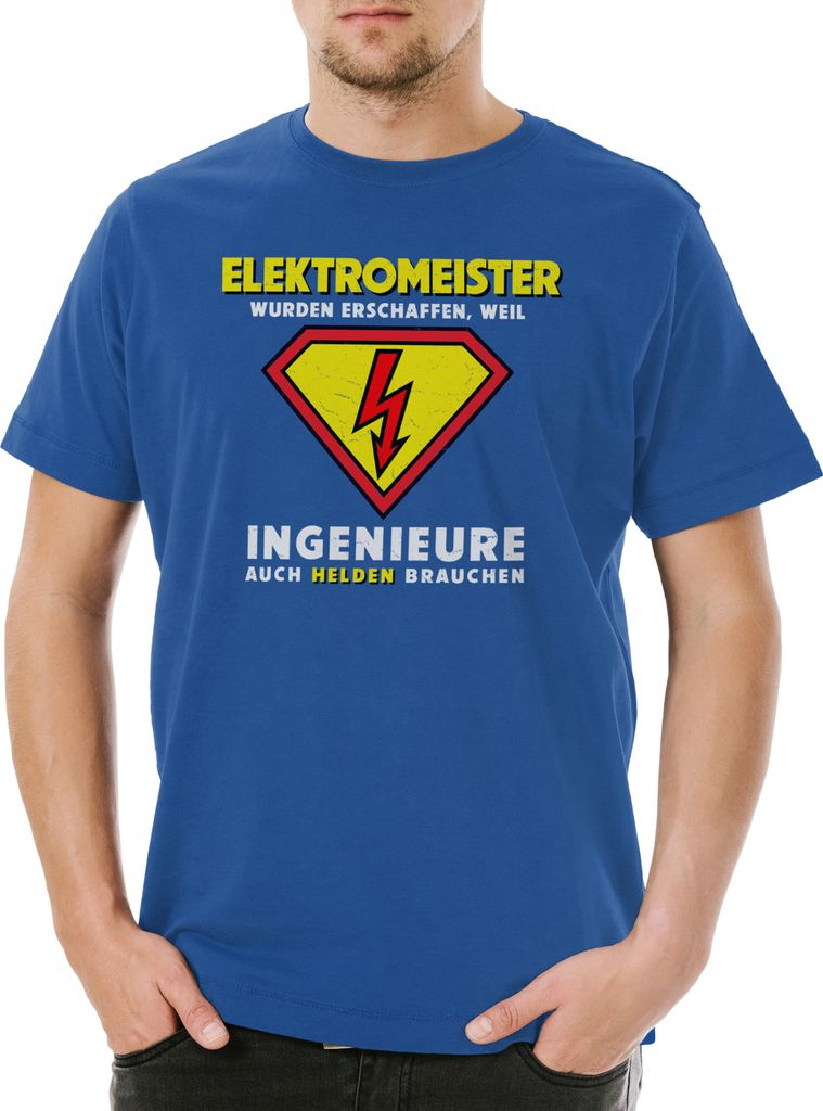 Urban Backwoods Super Elektromeister, Herren T-Shirt, Farbe: Royalblau, Größe: M