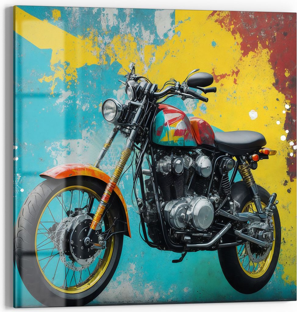 DEQOART Magnettafel Glas 30x30 cm 'Revolution auf Rädern' beschreibbar Whiteboard Küche