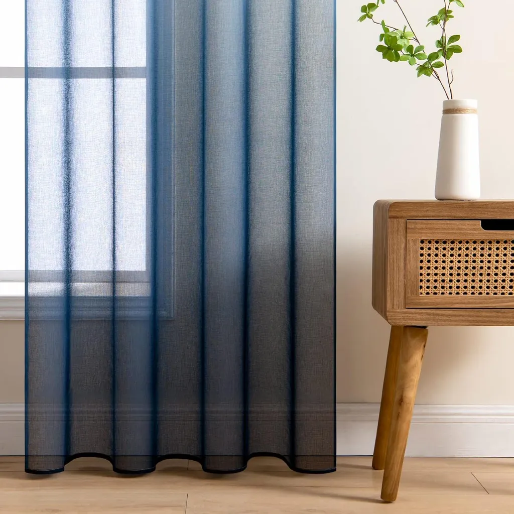 Rideau Voilage Dégradé Bleu Turquoise 140x244cm avec Œillets - Lot de 2