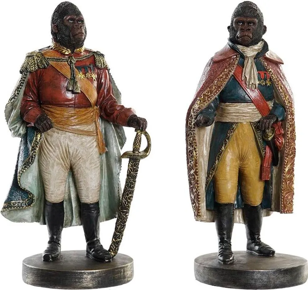 Figurine Gorille DKD Home Decor Colonial Marron 31,5 cm - Set de 2