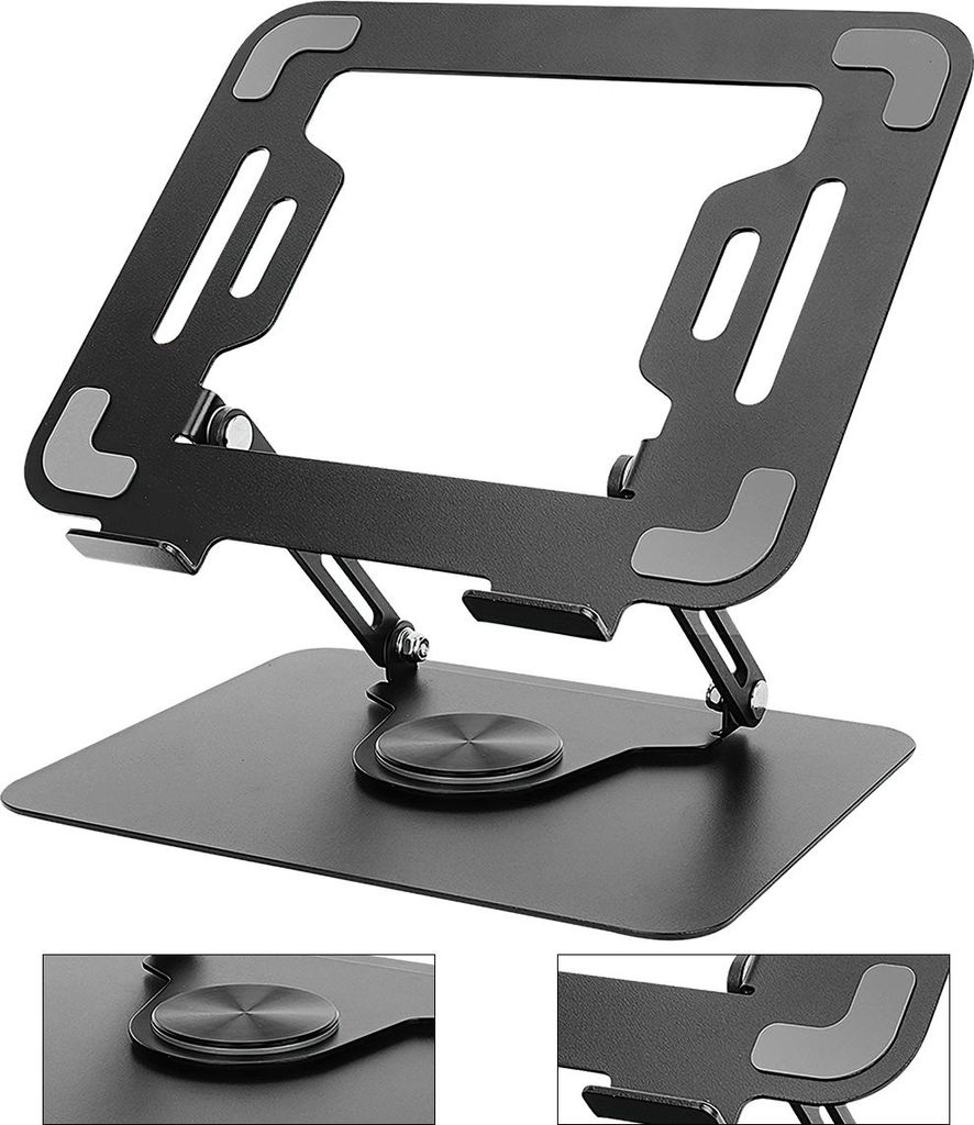 360° drehbarer laptop ständer, Kohlenstoffstahl, höhenverstellbar, faltbar, schwarz