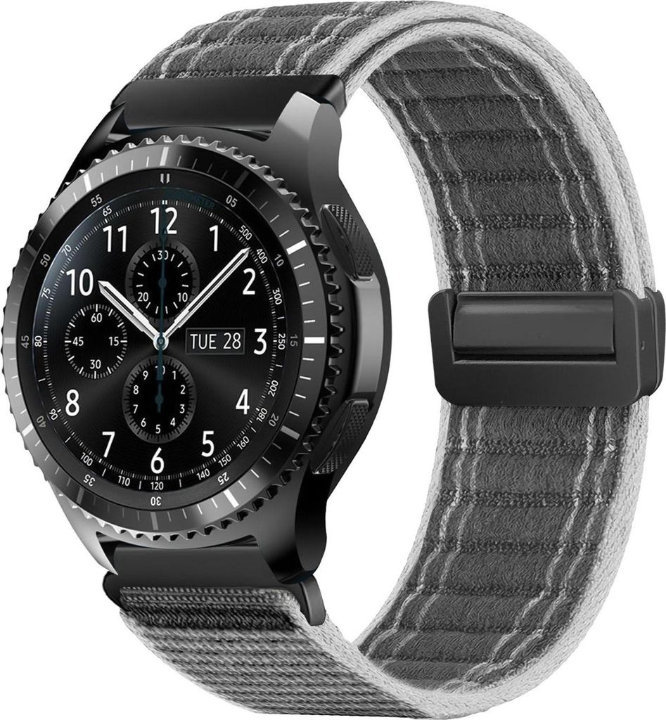 Smartwatch Armband für Samsung Gear S3 Classic 46mm Nylon Textil Band Ersatzband Wechselband Magnetverschluss flexibel atmungsaktiv Grau