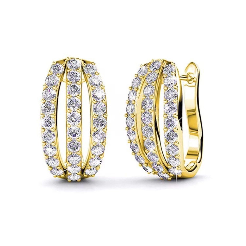 Paar Creolen Funkelnde Damen Creolen Ohrringe Hypoallergen Brautschmuck