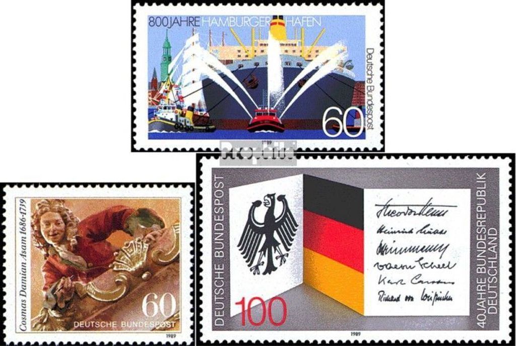Briefmarken BRD (BR.Deutschland) 1989 Mi 1419,1420,1421 (kompl.Ausg.) gestempelt 800 Jahre Hamburger Hafen
