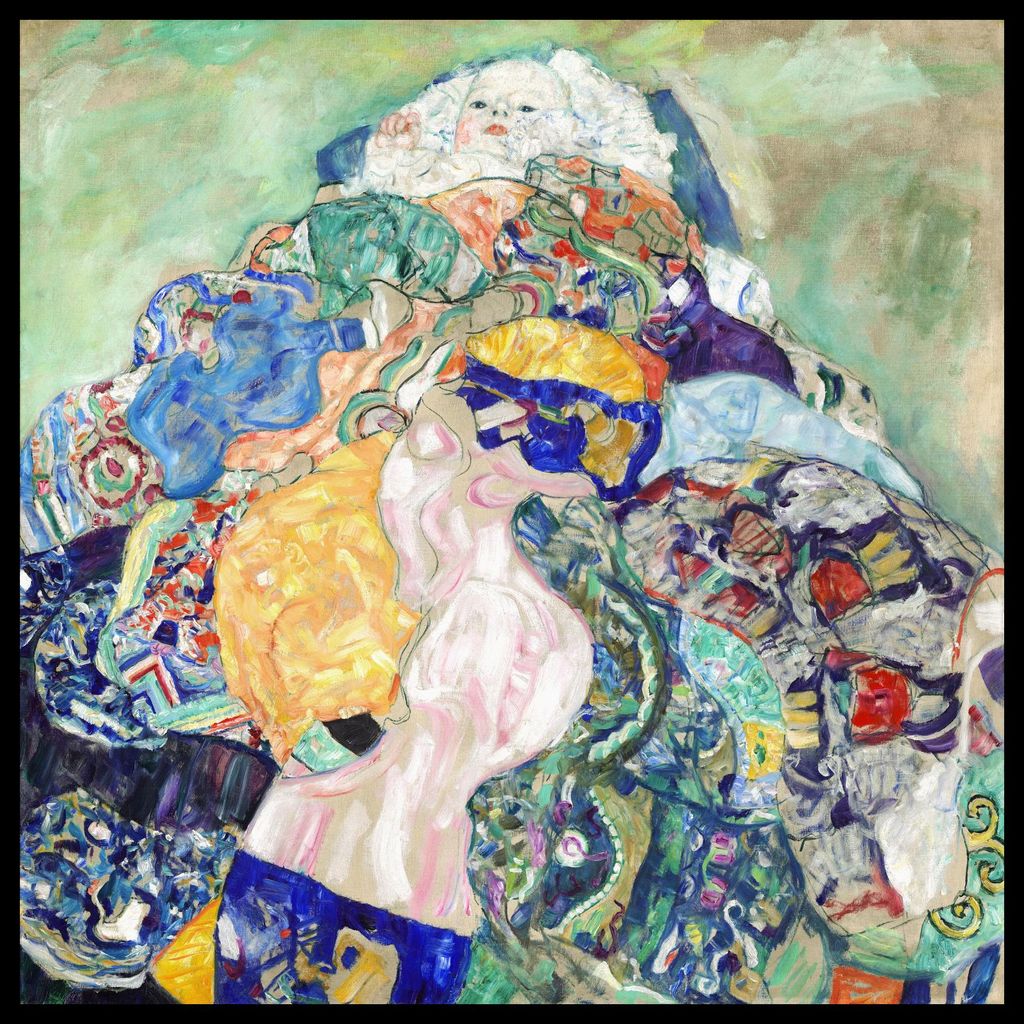 Plakat 50x50cm Kind, Gustav Klimt Vintage für das Wohnzimmer