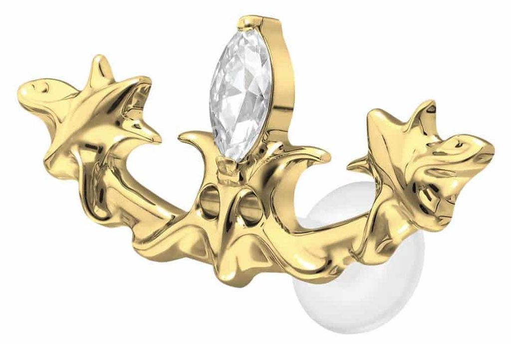 Ohrpiercing, Nasenpiercing PTFE Labret mit Innengewinde + Titan-Aufsatz GOTISCHES DESIGN Gold Stablänge: 7mm | Stabstärke: 1,6mm