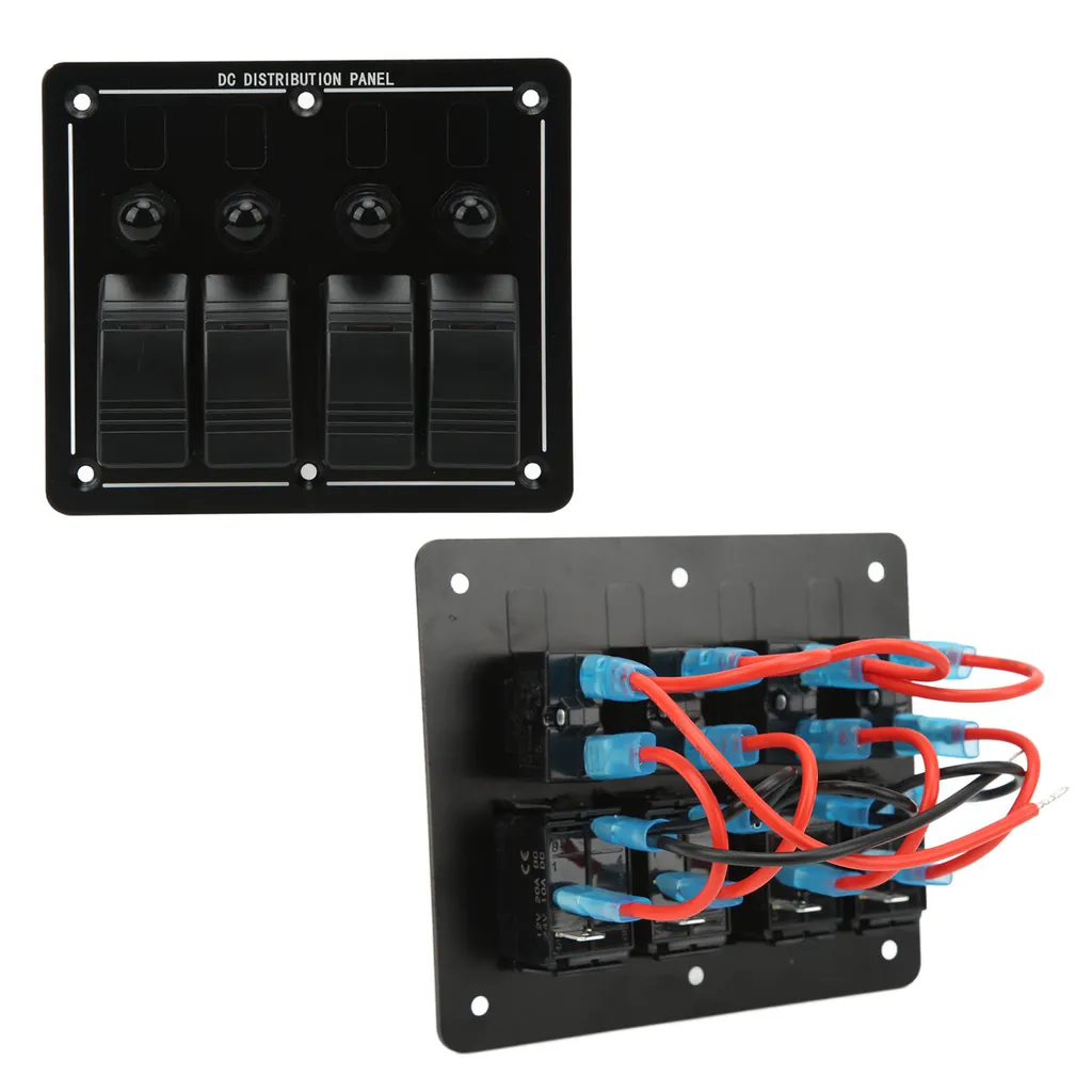 Panneau d'interrupteurs marins 4 boutons pour gestion électrique de bord - 6