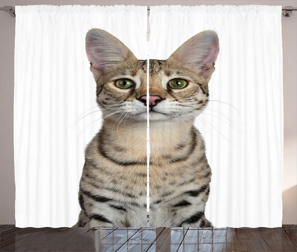 Rideau de décoration pour chambre ou salon motif chaton rustique