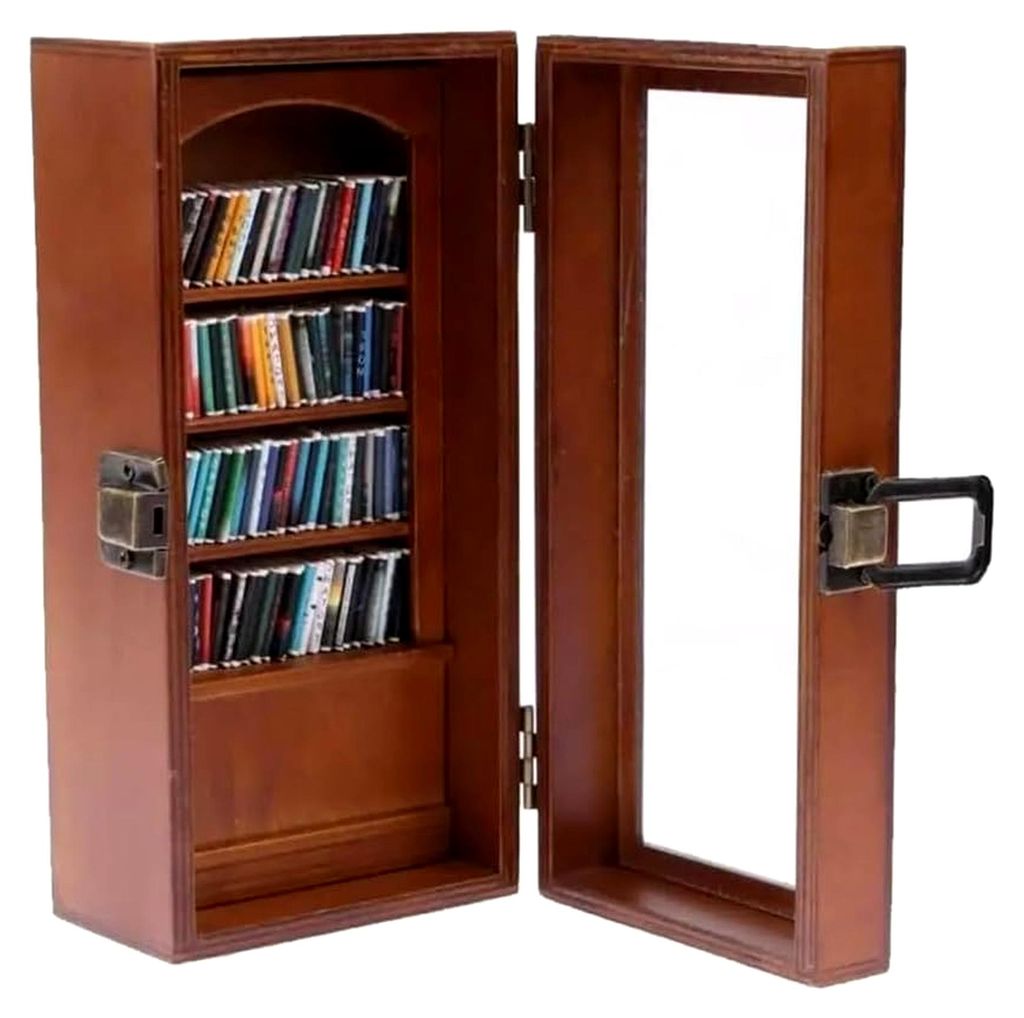 Miniatur-Bücherregal aus Massivholz, Angst-Bibliothek, 80 Miniaturen für Puppenhäuser, Dekoratives Bücherregal für Zuhause und Schlafzimmer
