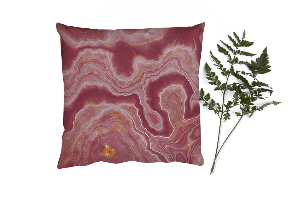 MuchoWow Zierkissen Sofakissen Wohnzimmer Dekokissen 45x45 cm Achat - Abstrakt - Steine - Rosa - Schlafpolster - Polster für das Sofa