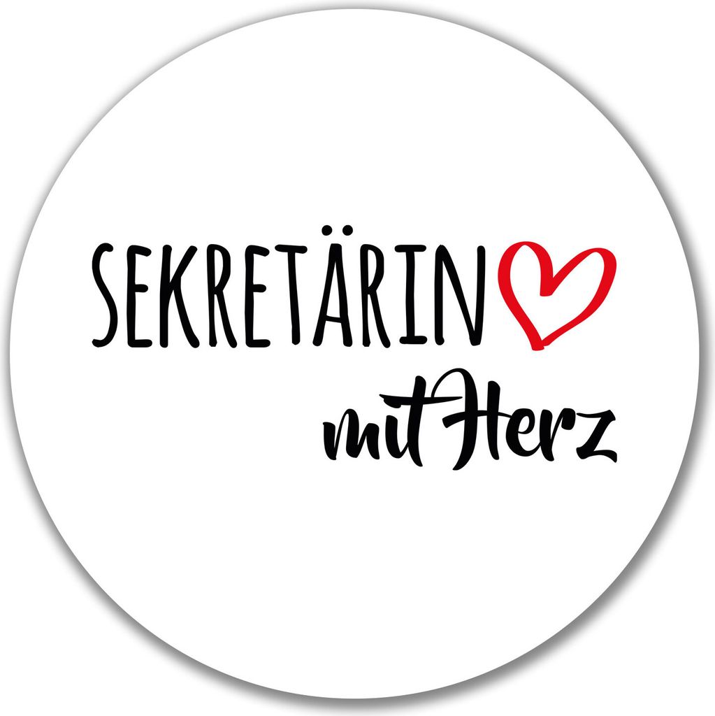 Huuraa Aufkleber Sekretärin mit Herz 10cm rund Sticker Geschenkidee