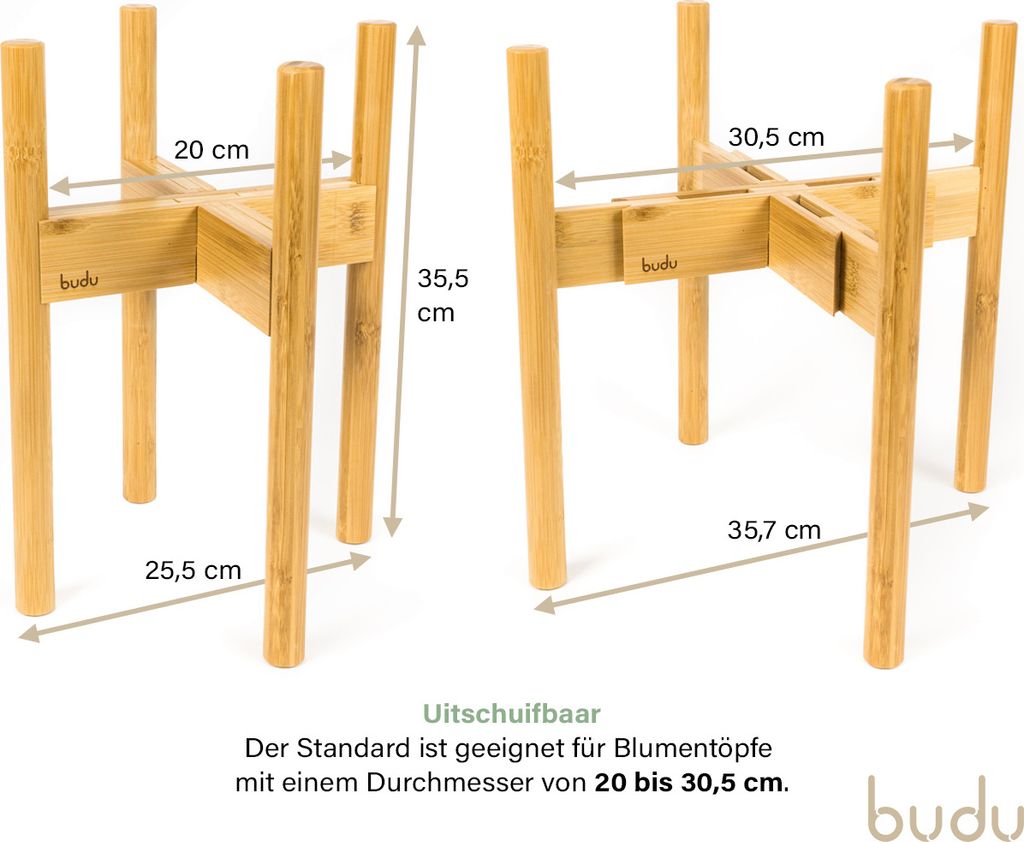 Budu Blumenständer Holz - Bambus Pflanzenständer Holz - Produktbild 2
