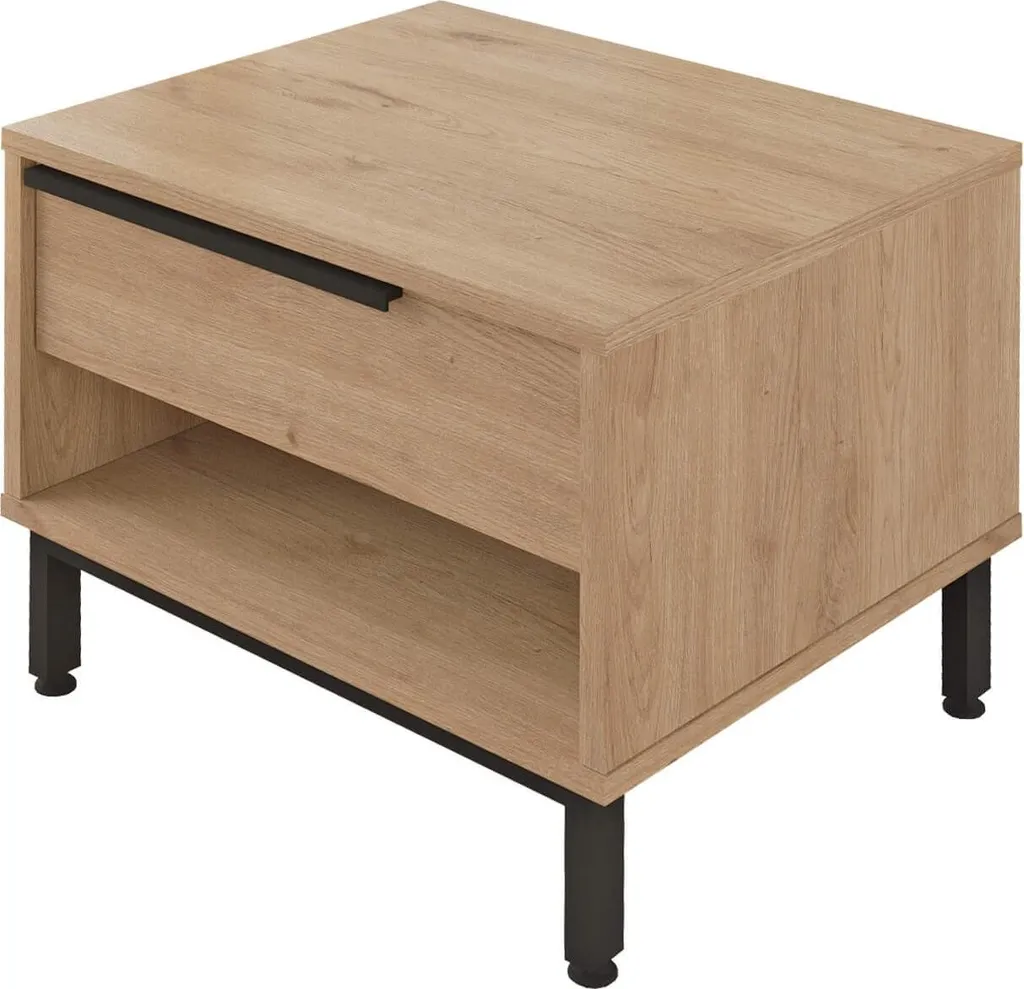 Table de chevet moderne avec tiroir bois et métal gris Rebecca Mobili