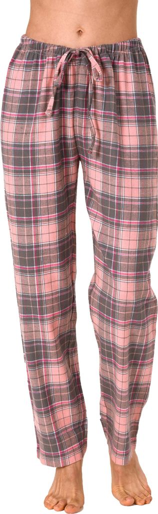 Dame Flanell Schlafanzug Hose kariert aus Baumwolle - ideal zum relaxen - 202 222 15 600 ; Karo grau , 48