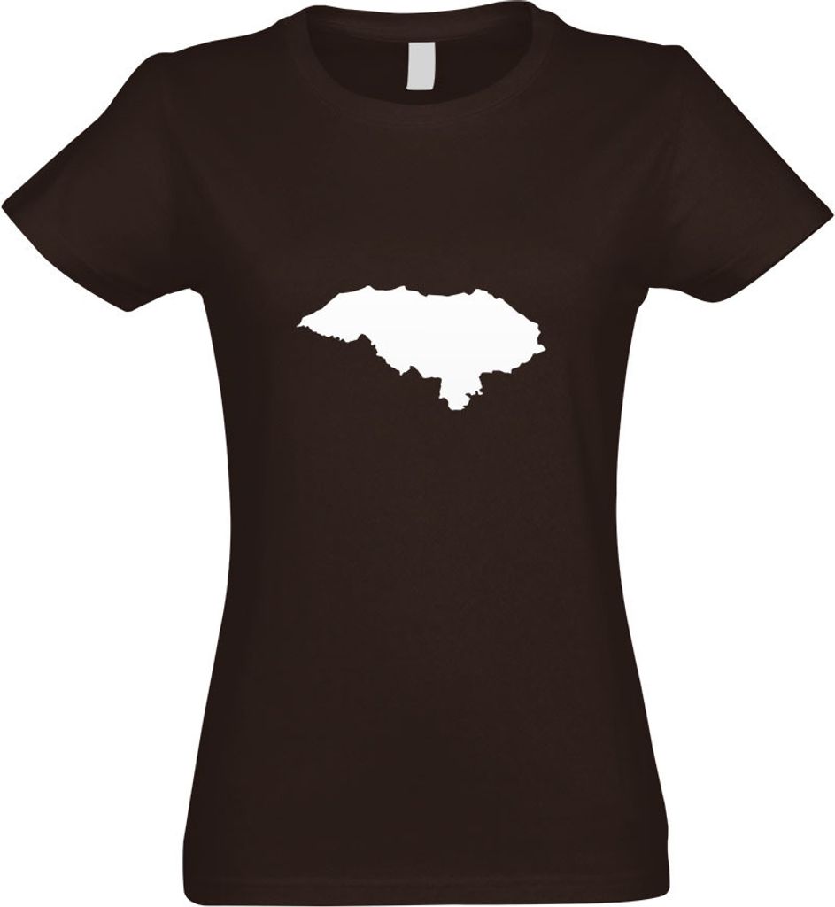 Kiwistar - T-Shirt tailliert - Damen - Chocolate - Honduras Umriss Kontur - mit Motiv Bedruckt - Funshirt Design - Sport - Freizeit - Damen - XXL