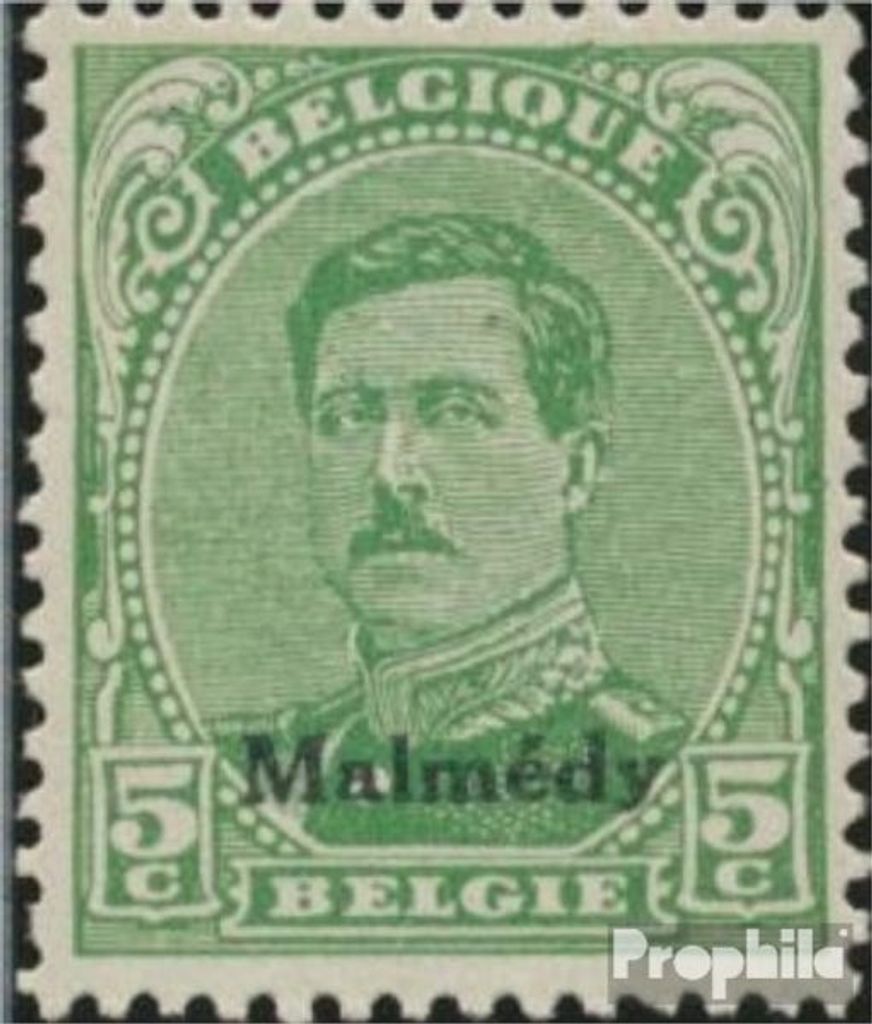 Briefmarken Belgische Post Malmedy 1920 Mi 3A II, Ornament nicht gebrochen gestempelt Albert I.