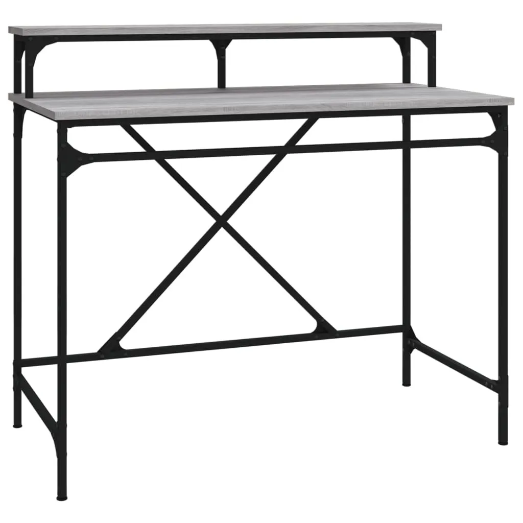 SYFAX™ Scrivania Grigio Sonoma 100x50x90 cm Legno Multistrato e Ferro