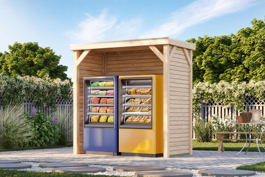 Karibu Holzpavillon Grillpavillon Grillküchenunterstand Snackautomatunterstand Mülltonnenunterstand COBUS 231x124x243 cm