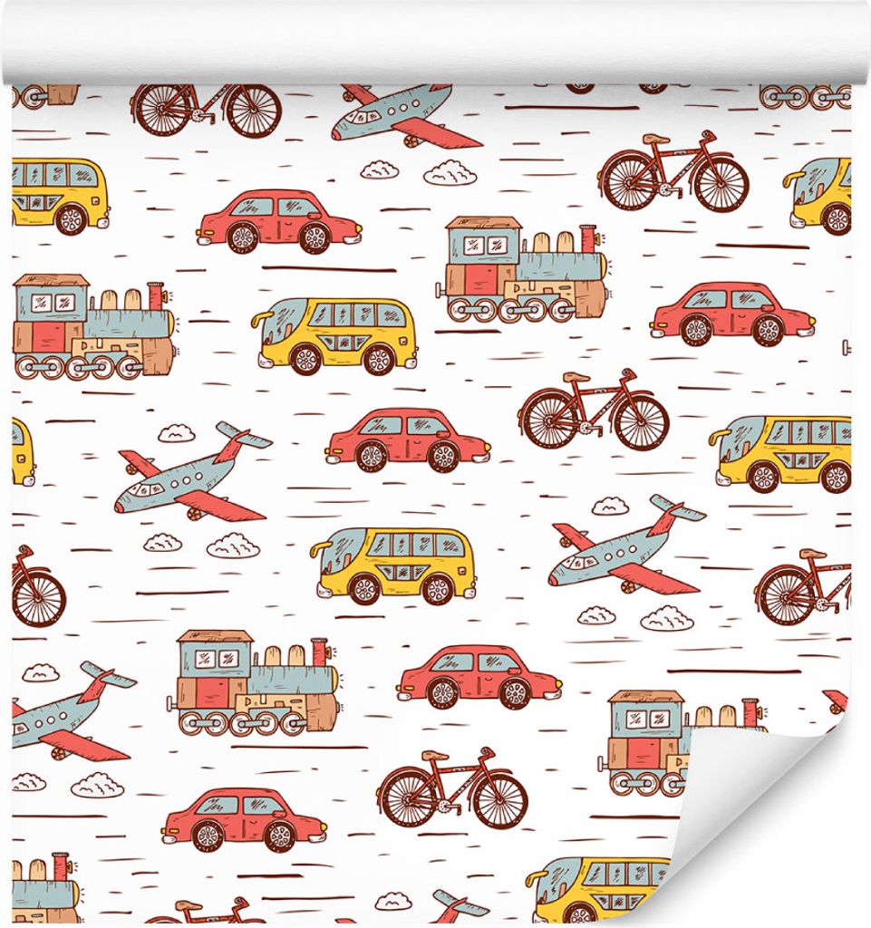 10m VLIES TAPETE Rolle Kinderzimmer Autos Busse Flugzeuge Fahrräder XXL