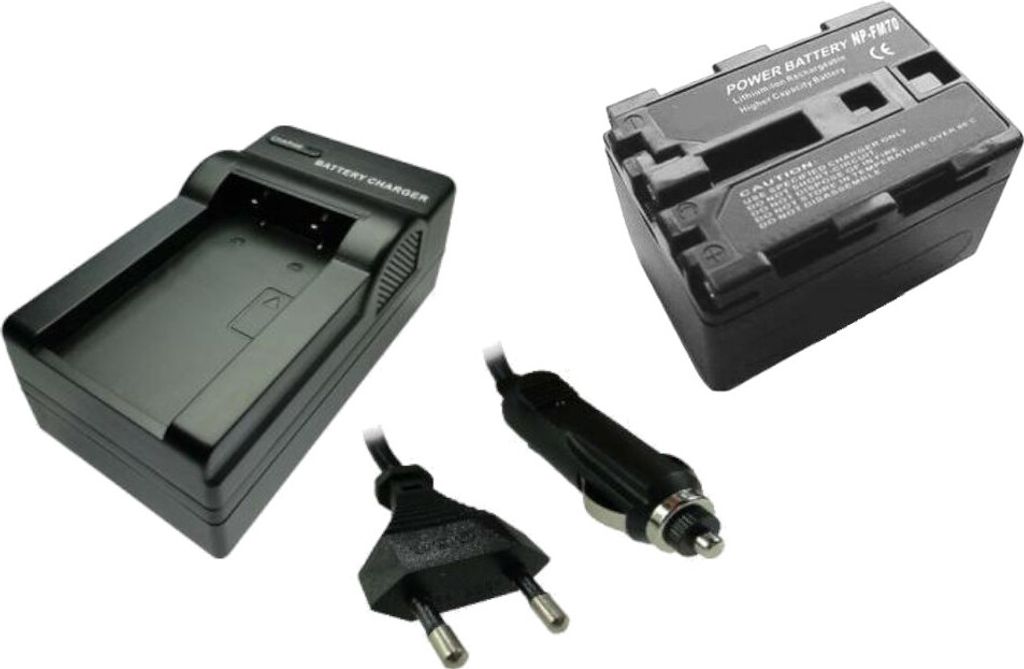 Trade-Shop 2in1 Set: Kamera Li-Ion Akku + Ladegerät mit Kfz Adapter kompatibel mit Sony CCD-TRV, DCR-DVD, DCR-PC, DCR-TRV, HDR-HC1, MVC-CD Digicam