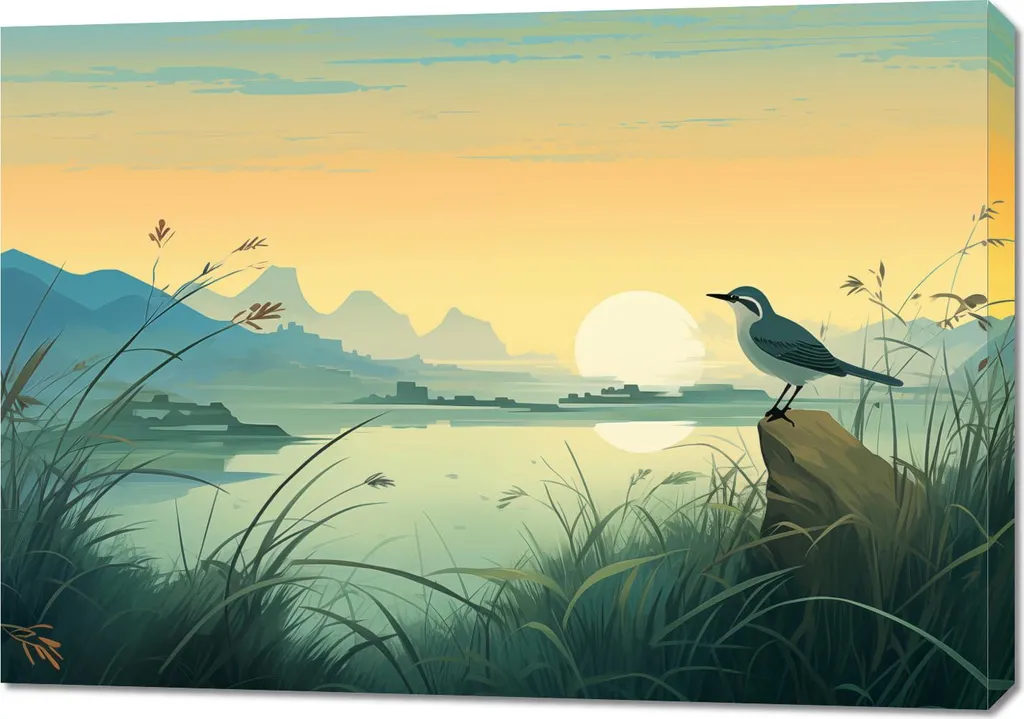 Image 100x70 cm Crépuscule sur le Sanctuaire Fluvial Couleurs Vives