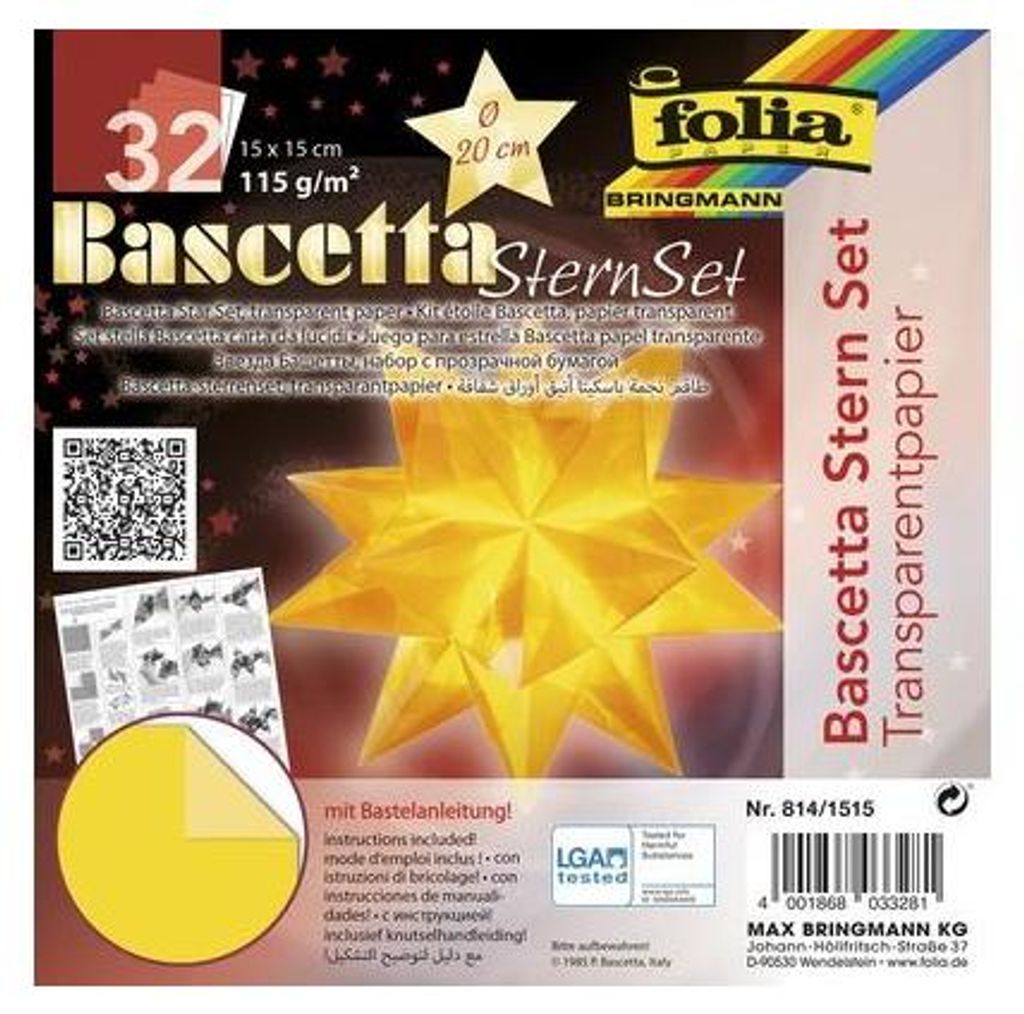 Folia Bascetta Stern Weihnachtsstern 3D Origamistern Produktbild 