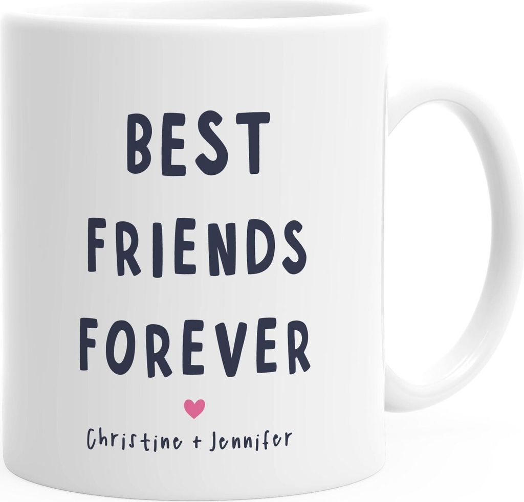 personalisierte Tasse Best friends forever mit Namen Herz Spruch persönliche Geschenke beste Freundin SpecialMe weiß Kaffeetasse