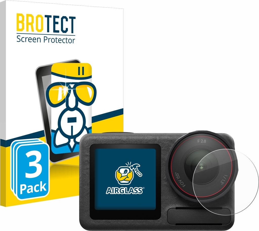 3x BROTECT Schutzglas für DJI Osmo Action 5 Pro (Linse) Schutzfolie Panzer Folie Glas Display Schutz klar