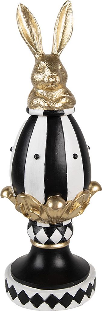 Clayre & Eef Dekorationsfigur Ei 13x12x34 cm Schwarz Weiß Produktbild 