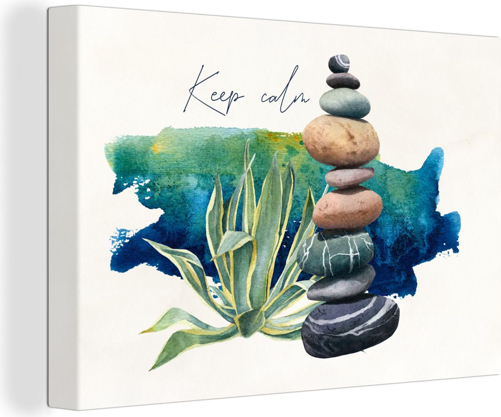 OneMillionCanvasses - Leinwandbilder - 140x90 cm, Steine - Meer - Pflanzen, Wandbilder Kunstdruck Wanddekoration