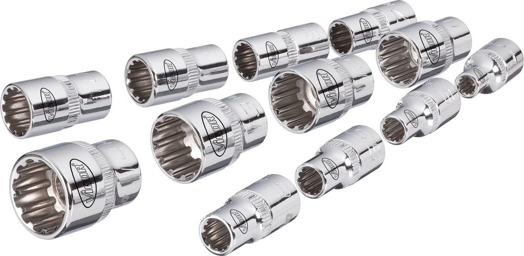 VIGOR Steckschlüsseleinsatz Satz V1897 1/4" Multiprofil 12-teilig 4 – 14